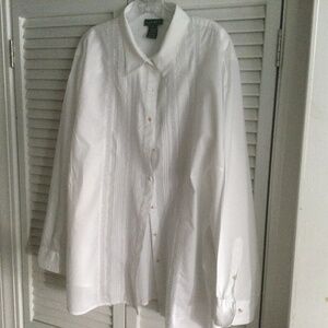 Ralph Lauren White Shirt  3x pin tucks and lace